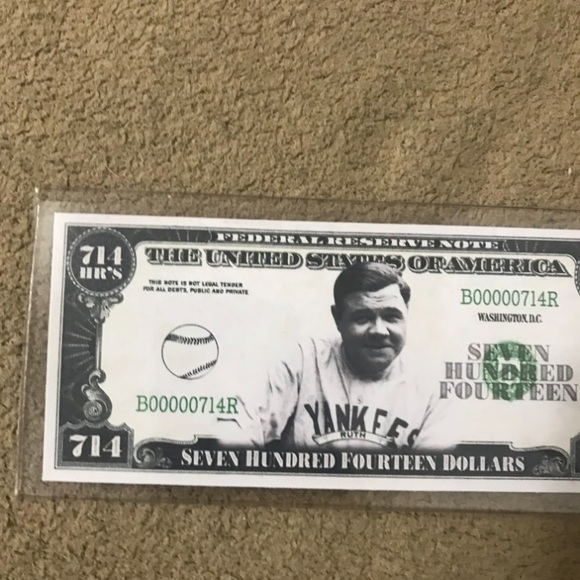 BABE RUTH YANKEES OLD SCHOOL MLB⚾LEGENDARY NOVELTY NOTE WITH PROTECTIVE PLASTIC - Picture 2 of 7